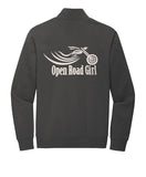 DARK GREY Open Road Girl  3/4 ZIP Pullover Sweatshirt - CHOOSE YOUR LOGO COLOR!