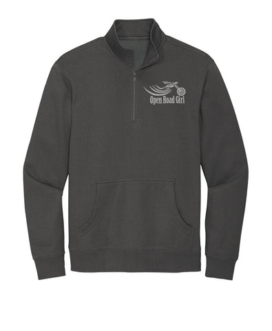 DARK GREY Open Road Girl  3/4 ZIP Pullover Sweatshirt - CHOOSE YOUR LOGO COLOR!