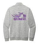 (MEDIUM MEN ONLY) GREY Open Road Girl  3/4 ZIP Pullover Sweatshirt - CHOOSE YOUR LOGO COLOR!