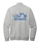 (MEDIUM MEN ONLY) GREY Open Road Girl  3/4 ZIP Pullover Sweatshirt - CHOOSE YOUR LOGO COLOR!