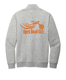 (MEDIUM MEN ONLY) GREY Open Road Girl  3/4 ZIP Pullover Sweatshirt - CHOOSE YOUR LOGO COLOR!