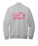 (MEDIUM MEN ONLY) GREY Open Road Girl  3/4 ZIP Pullover Sweatshirt - CHOOSE YOUR LOGO COLOR!