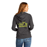 DARK GREY Open Road Girl Full Zip Up Hoodie with White Strings