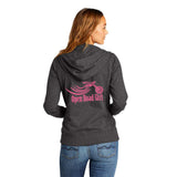DARK GREY Open Road Girl Full Zip Up Hoodie with White Strings
