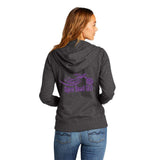 DARK GREY Open Road Girl Full Zip Up Hoodie with White Strings