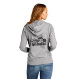 LIGHT GREY Open Road Girl Full Zip Up Hoodie with White Strings