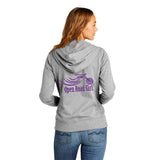 LIGHT GREY Open Road Girl Full Zip Up Hoodie with White Strings