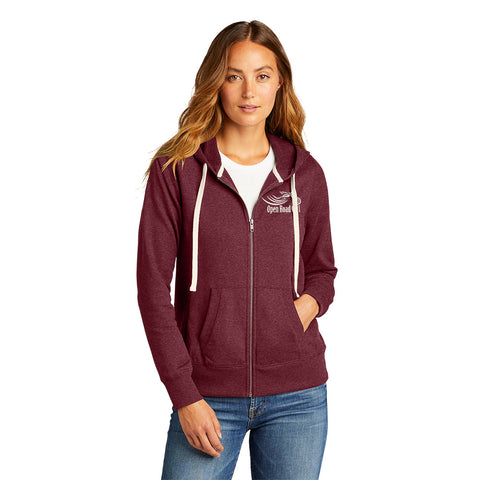 MAROON Open Road Girl Full Zip Up Hoodie with White Strings