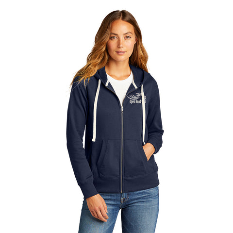 BLUE Open Road Girl Full Zip Up Hoodie with White Strings