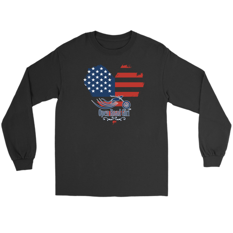 Patriotic Open Road Girl UNISEX Long Sleeve Tee