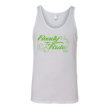 GREEN READY TO RIDE WITH SWIRLS UNISEX WIDE BACK TANK TOP