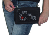 Live, Love, Ride Durable Canvas Hip Purse