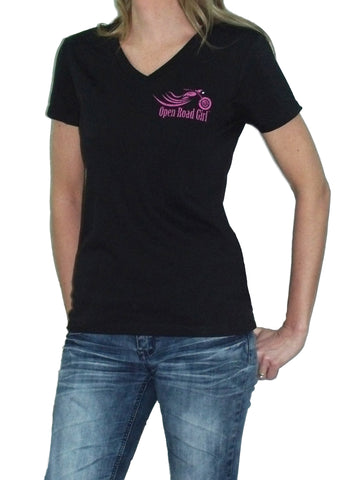 Open Road Girl Black Frost V-neck Shirt, Size SMALL ONLY