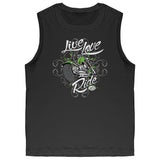 GREEN with White Live Love Ride with Motorcycle UNISEX Muscle Tank, 2 COLORS