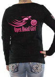 Open Road Girl Long Sleeve Glitter Shirt, 7 Colors