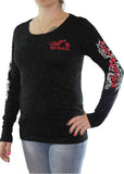 Red Glitter Long Sleeve open road girl for lady biker motorcycle apparel for women