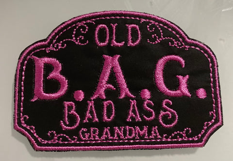 PATCH Old B.A.G. Bad Ass Grandma Patch with Swirls, 3 COLORS