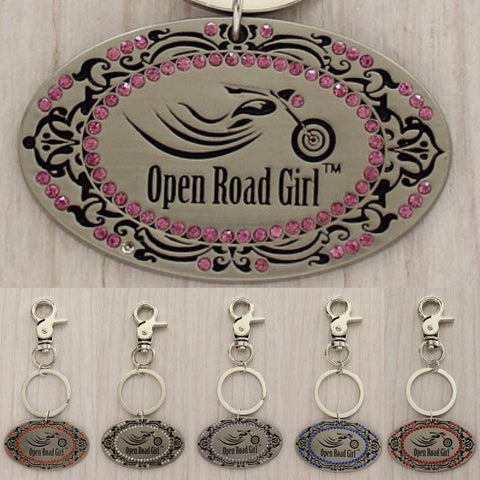 Open Road Girl Rhinestone Keychain