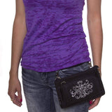 3-in-1 Belt Bag Phone Holder, Silver Cross Durable Canvas Purse by Open Road Girl