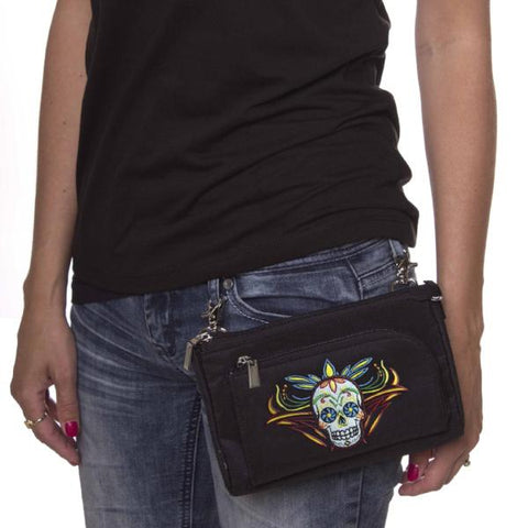 Sugar Skull Durable Canvas Hip Purse