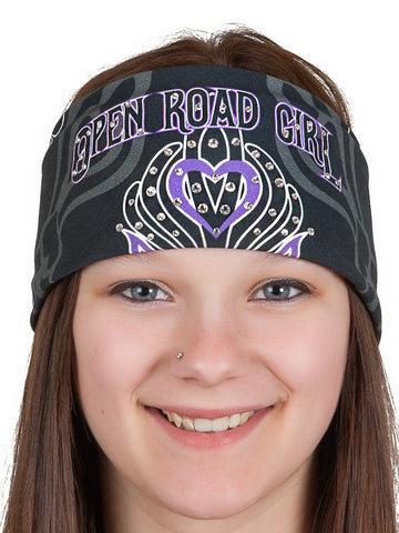 Open Road Girl / Live Love Ride Tribal Design Bandana with Swarovski Crystals – Available in 7 Colors