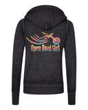 Sparkly GLITTER Open Road Girl Fleece Raglan Black Burnout Hoodie, 3 COLORS