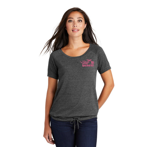 Open Road Girl Ladies Cinch Tee with Drawcords, 2 Colors