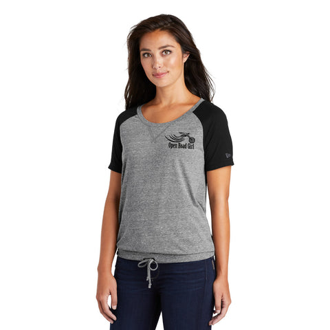 Grey/Black Open Road Girl Ladies Cinch Tee with Drawcords