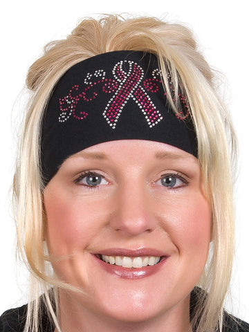 open road girl breast cancer rhinestone headwrap for lady biker motorcycle bandana for women