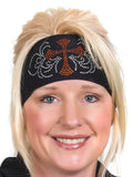 orange CROSS-SWIRL-COLORS Rhinestone headwrap open road girl clothing and accessories for women lady biker
