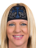 blue CROSS-SWIRL-COLORS Rhinestone headwrap open road girl clothing and accessories for women lady biker