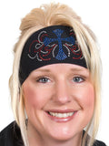 patriot red white blue CROSS-SWIRL-COLORS Rhinestone headwrap open road girl clothing and accessories for women lady biker