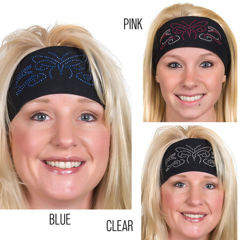 Tie-back Stretchy Rhinestone Bandana Tribal Butterfly Design, 3 Colors