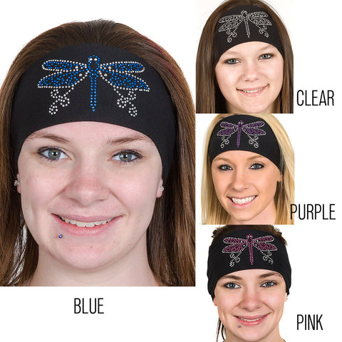 Tie-back Stretchy Rhinestone Bandana Dragonfly Design, 4 Colors