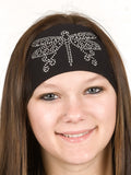 Tie-back Stretchy Rhinestone Bandana Clear Dragonfly Design, 4 Colors