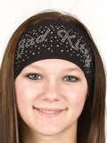 Tie-back Stretchy Rhinestone Bandana Clear Bad Kitty Design by Open Road Girl