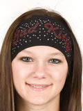 Tie-back Stretchy Rhinestone Bandana Red Bad Kitty Design by Open Road Girl