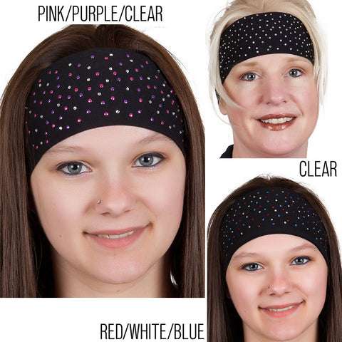 Tie-back Stretchy Rhinestone Bandana Scatter Design, 3 Colors