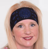 Blue Tie-back Stretchy Rhinestone Bandana Sunburst Design, 3 Colors