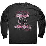 PINK A Woman on her Motorcycle is a Beautiful Thing Unisex Long Sleeve Tee