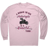 PINK A Woman on her Motorcycle is a Beautiful Thing Unisex Long Sleeve Tee