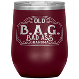 OLD B.A.G. BADASS GRANDMA OPEN ROAD GIRL (12 OUNCES) INSULATED WINE TUMBLER, 16 COLORS