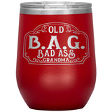 OLD B.A.G. BADASS GRANDMA OPEN ROAD GIRL (12 OUNCES) INSULATED WINE TUMBLER, 16 COLORS