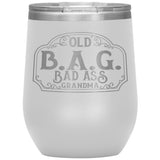 OLD B.A.G. BADASS GRANDMA OPEN ROAD GIRL (12 OUNCES) INSULATED WINE TUMBLER, 16 COLORS