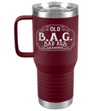 OLD B.A.G. BAD ASS GRANDMA(20 OUNCES) TRAVEL MUG WITH HANDLE, 16 COLORS