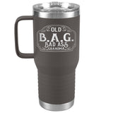 OLD B.A.G. BAD ASS GRANDMA(20 OUNCES) TRAVEL MUG WITH HANDLE, 16 COLORS
