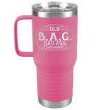 OLD B.A.G. BAD ASS GRANDMA(20 OUNCES) TRAVEL MUG WITH HANDLE, 16 COLORS