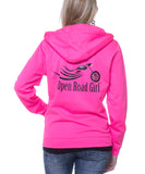 Hot Pink Open Road Girl Full Zip Hoodie