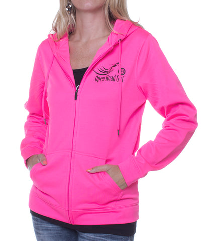 Hot Pink Open Road Girl Full Zip Hoodie