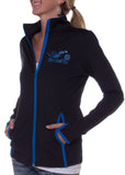 open road girl blue thumb hole jacket for lady biker motorcycle apparel for women